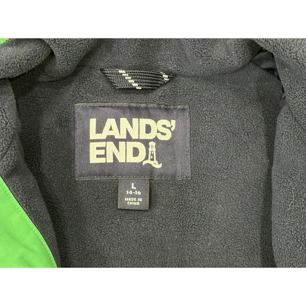 Land's‎ End Kelly Green Squall Bomber Boys Girls Jacket Youth Size Large (14-16)